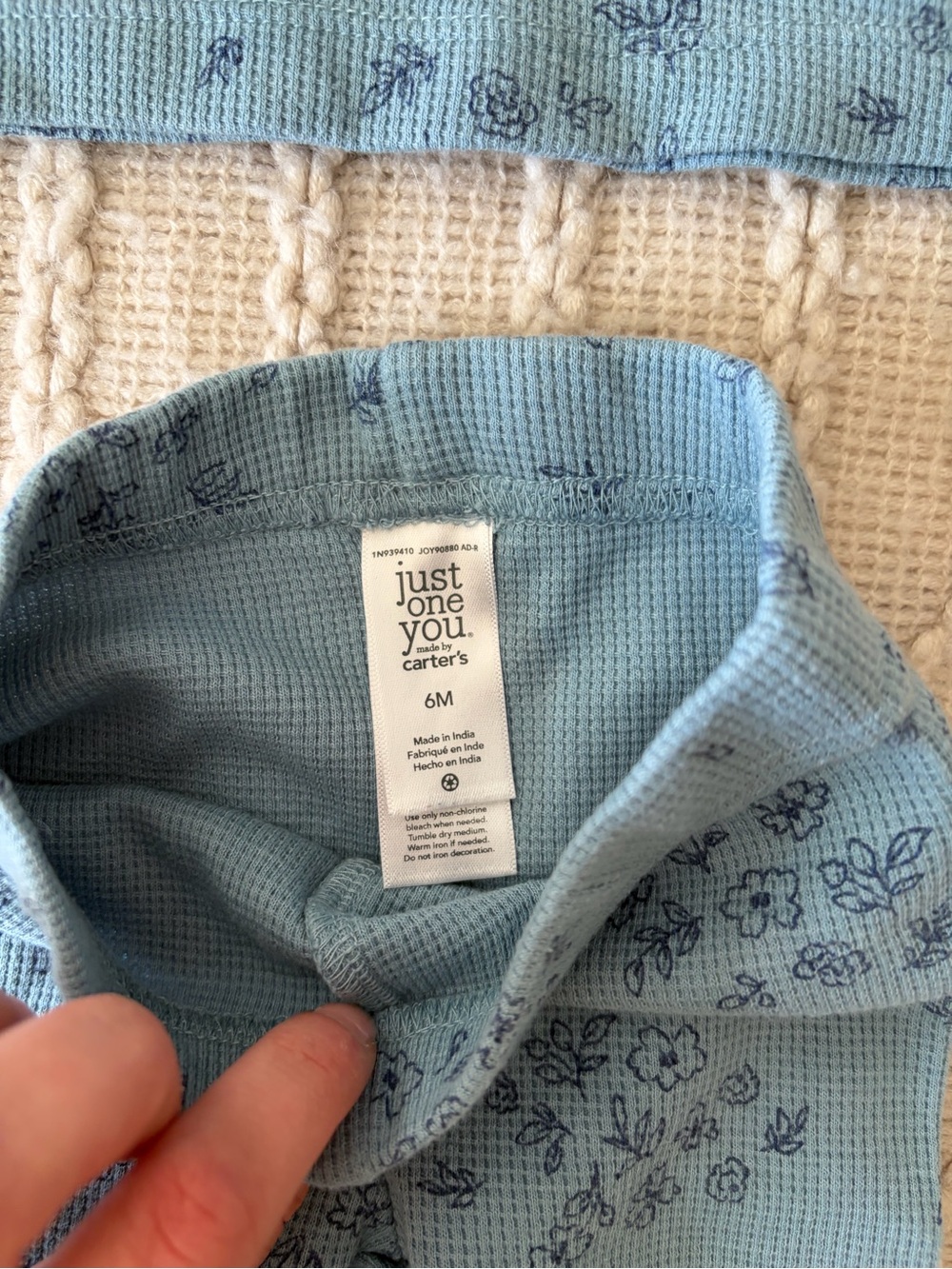 Blue Floral Ribbed Kids Matching Set - Picture 2 of 4
